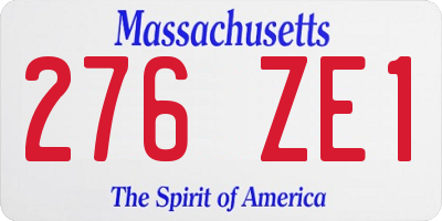 MA license plate 276ZE1