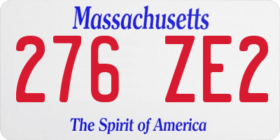 MA license plate 276ZE2