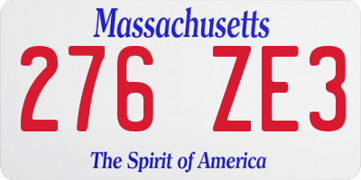 MA license plate 276ZE3