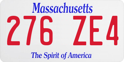 MA license plate 276ZE4