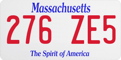 MA license plate 276ZE5