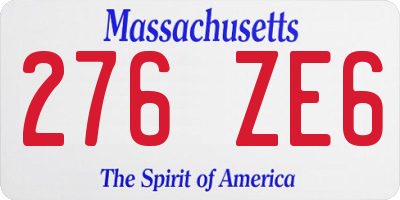 MA license plate 276ZE6