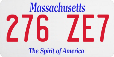 MA license plate 276ZE7