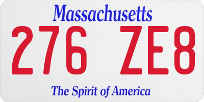 MA license plate 276ZE8
