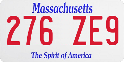 MA license plate 276ZE9
