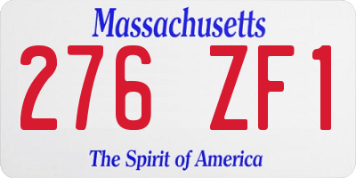 MA license plate 276ZF1