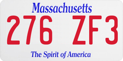 MA license plate 276ZF3
