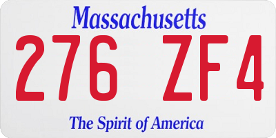 MA license plate 276ZF4