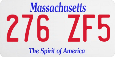 MA license plate 276ZF5