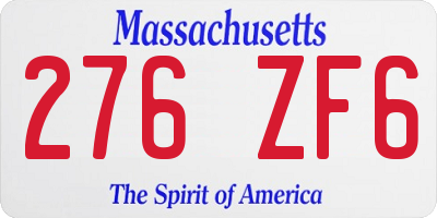 MA license plate 276ZF6