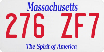 MA license plate 276ZF7