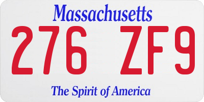 MA license plate 276ZF9