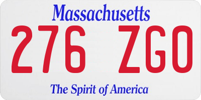 MA license plate 276ZG0