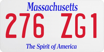 MA license plate 276ZG1
