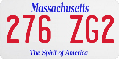 MA license plate 276ZG2