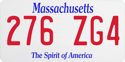 MA license plate 276ZG4