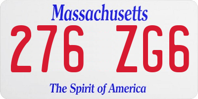 MA license plate 276ZG6