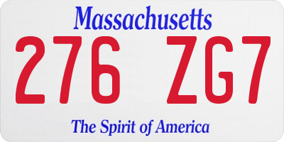 MA license plate 276ZG7