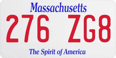 MA license plate 276ZG8