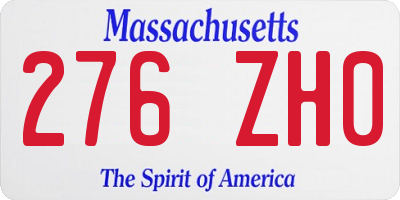 MA license plate 276ZH0