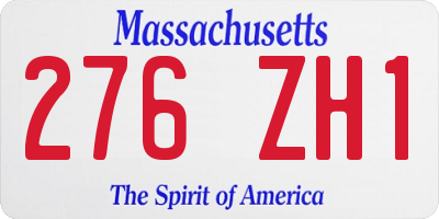 MA license plate 276ZH1