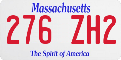 MA license plate 276ZH2