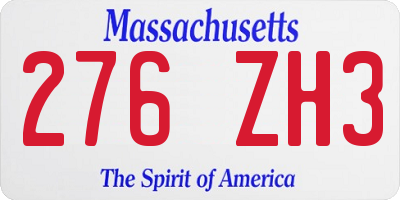 MA license plate 276ZH3