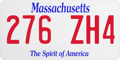 MA license plate 276ZH4