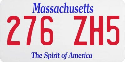 MA license plate 276ZH5