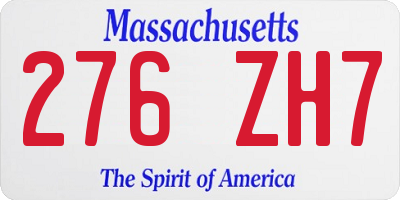 MA license plate 276ZH7