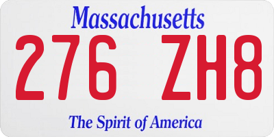 MA license plate 276ZH8