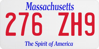 MA license plate 276ZH9