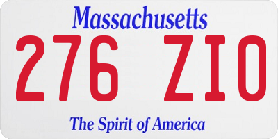MA license plate 276ZI0