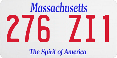 MA license plate 276ZI1