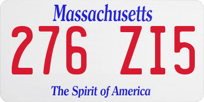 MA license plate 276ZI5