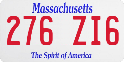 MA license plate 276ZI6
