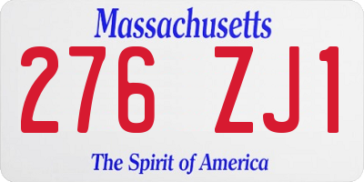 MA license plate 276ZJ1