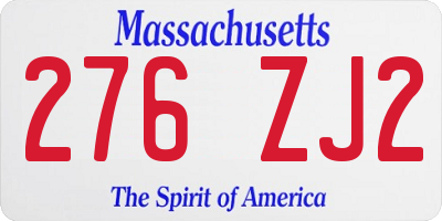 MA license plate 276ZJ2