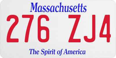 MA license plate 276ZJ4
