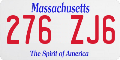 MA license plate 276ZJ6