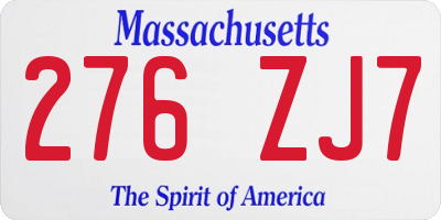MA license plate 276ZJ7