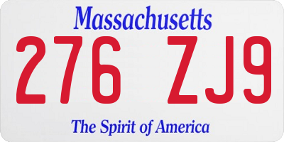 MA license plate 276ZJ9