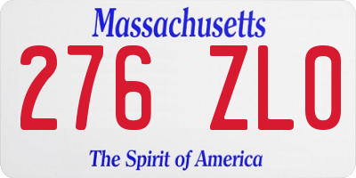 MA license plate 276ZL0