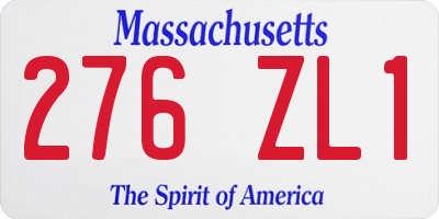 MA license plate 276ZL1