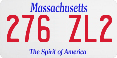 MA license plate 276ZL2