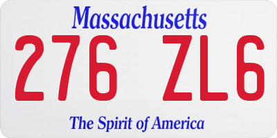 MA license plate 276ZL6