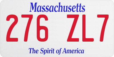 MA license plate 276ZL7