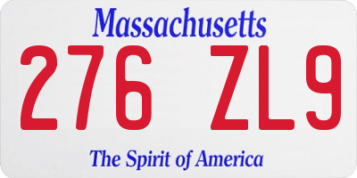 MA license plate 276ZL9