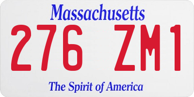 MA license plate 276ZM1