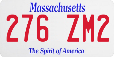 MA license plate 276ZM2